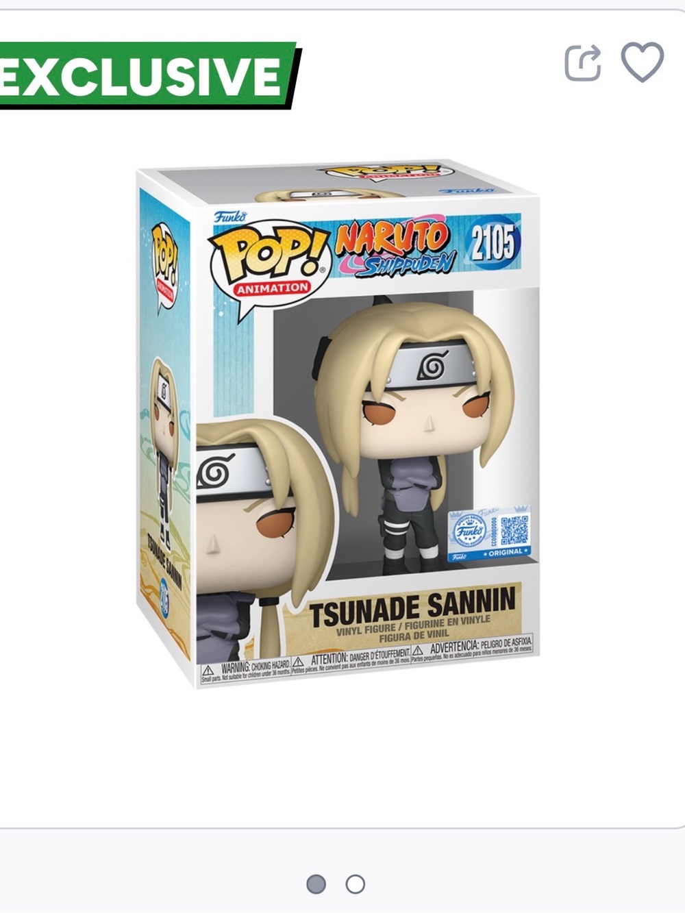 - Toy Figure Naruto Tsunade Sannin original Funko pop regular size